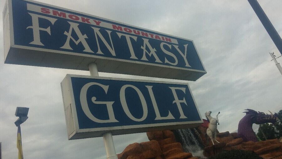 Smoky Mountain Fantasy Golf in Pigeon Forge, TN. A fairly standard mini-golf scenario with the fiberglass mountain and waterfall with the additional whimsy of a Pegasus and other mythological creatures dotting the course. Certain holes did have a wheel of chance to spin that would land various handicaps on your opponent for the hole.