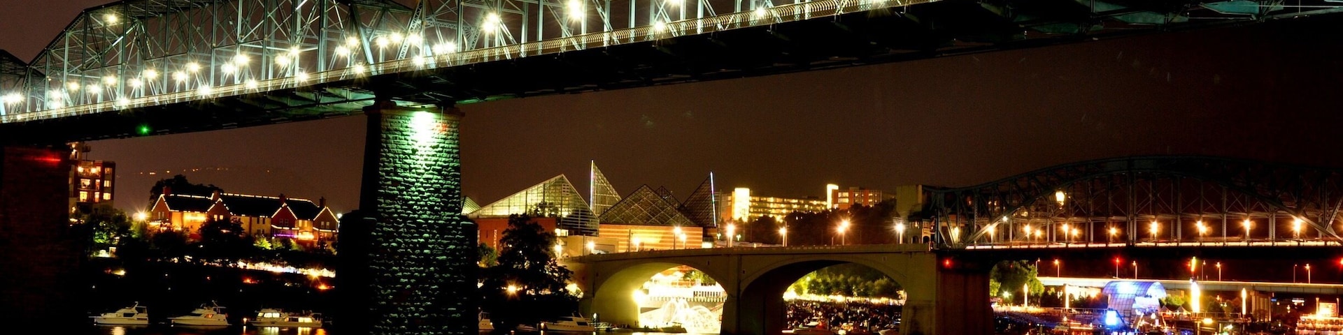 Colorful lights on the Tennessee River.