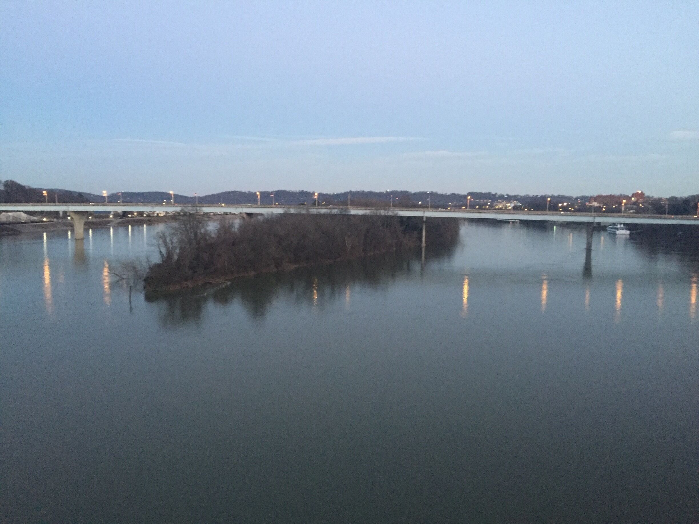 Facing Veterans Bridge on the opposite end of downtown Chattanooga. 