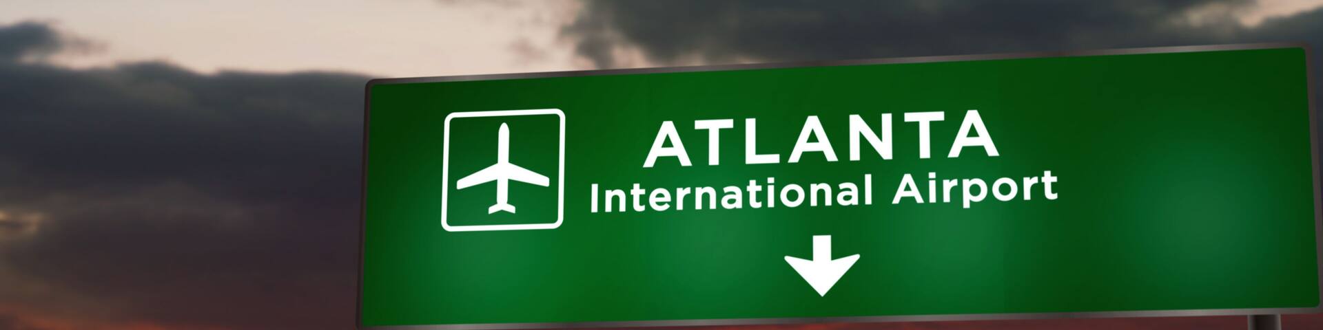 Plane landing in Atlanta with signboard