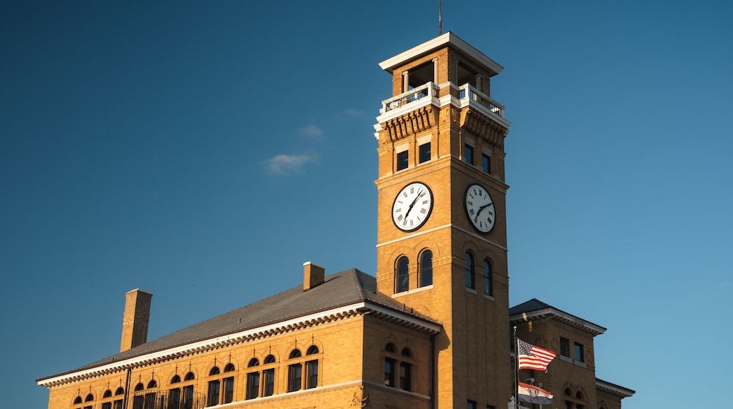 The Clock Tower at the Historic Courthouse in the Harrisonville Town Square