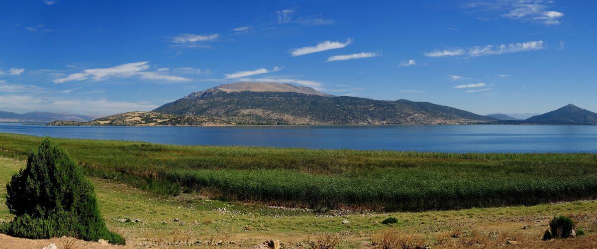 Egirdir lake and reeds panaroma, Isparta Turkey