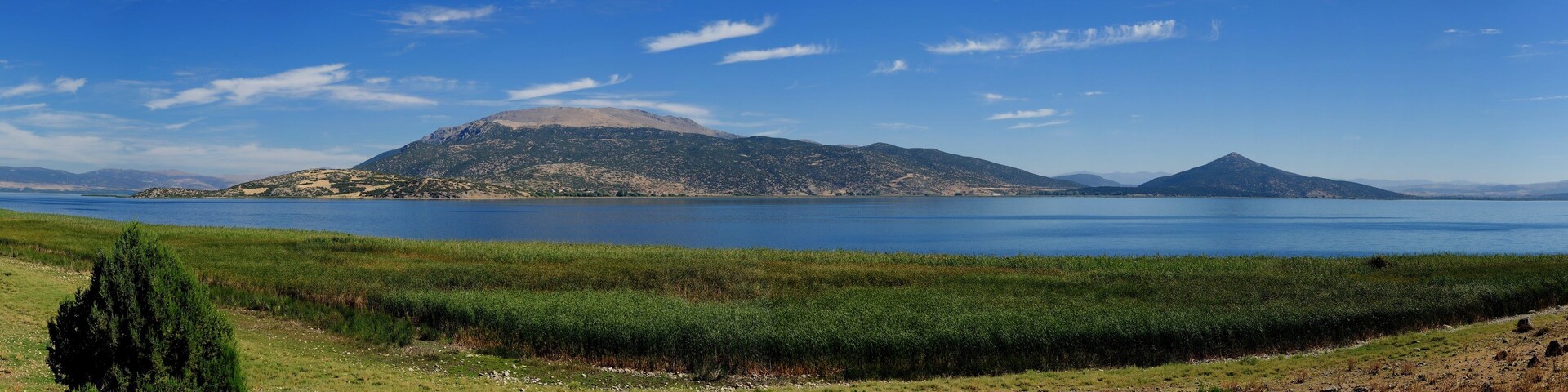 Egirdir lake and reeds panaroma, Isparta Turkey