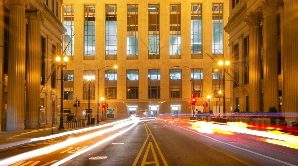CBOT at night in the Chicago Loop.