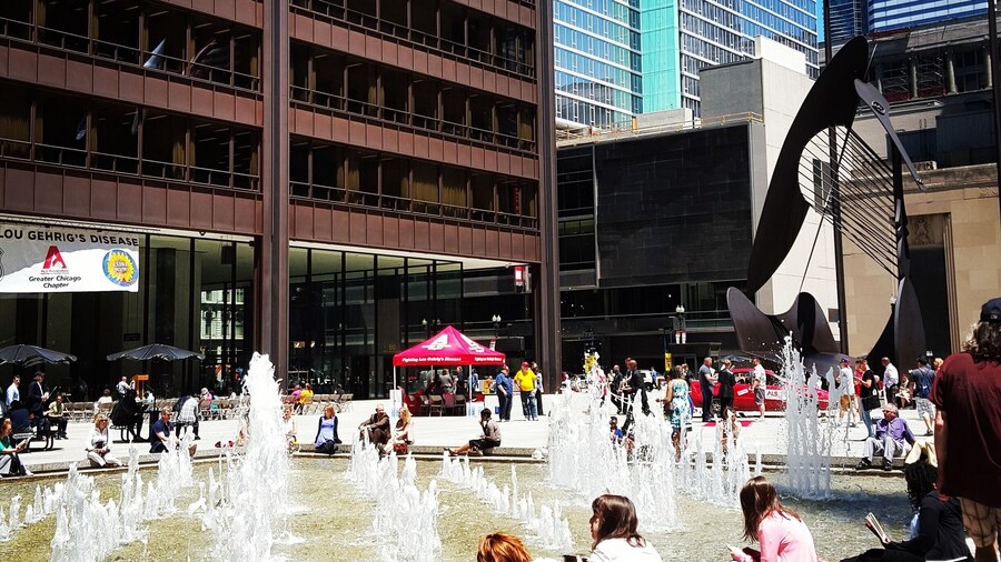 Is it a hot summer day in Chicago and you want to see some locals being local? Then look no further than Daley Plaza. There is always something happening on the plaza from rallies to food vendor days. It is also a nice place to people watch.