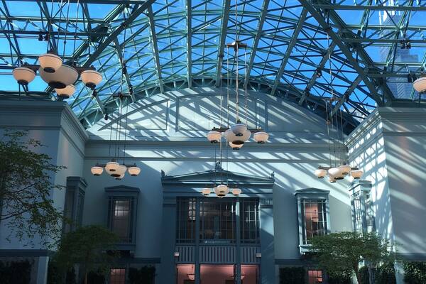 Top floor of the Harold Washington Library in Chicago. Beautiful atrium