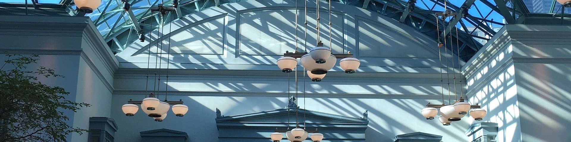 Top floor of the Harold Washington Library in Chicago. Beautiful atrium
