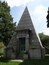 The Schoenhofen Pyramid Mausoleum in Graceland Cemetery is a a family mausoleum for the Chicago brewer, Peter Schoenhofen. The pyramid's design combines both Egyptian and Christian iconography as seen by the Angel and Sphinx flanking the door. A look inside did not reveal whether a traditional casket or mummification, a sarcophagus and Canopic jars were the chosen means to the afterlife.