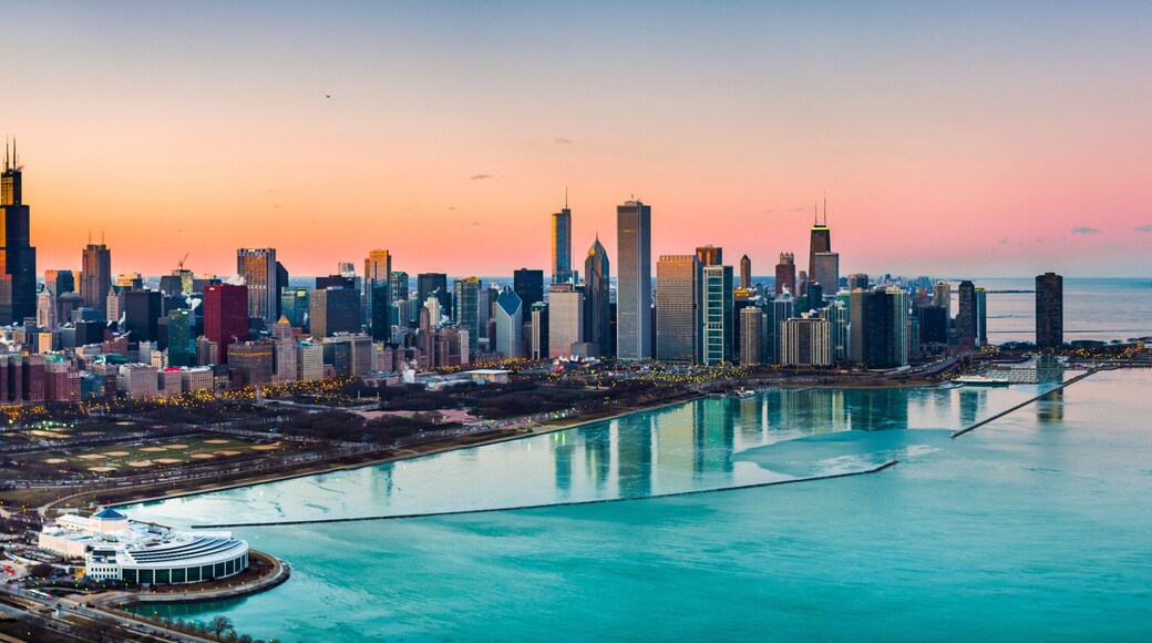 Beautiful Sunsets behind Chicago