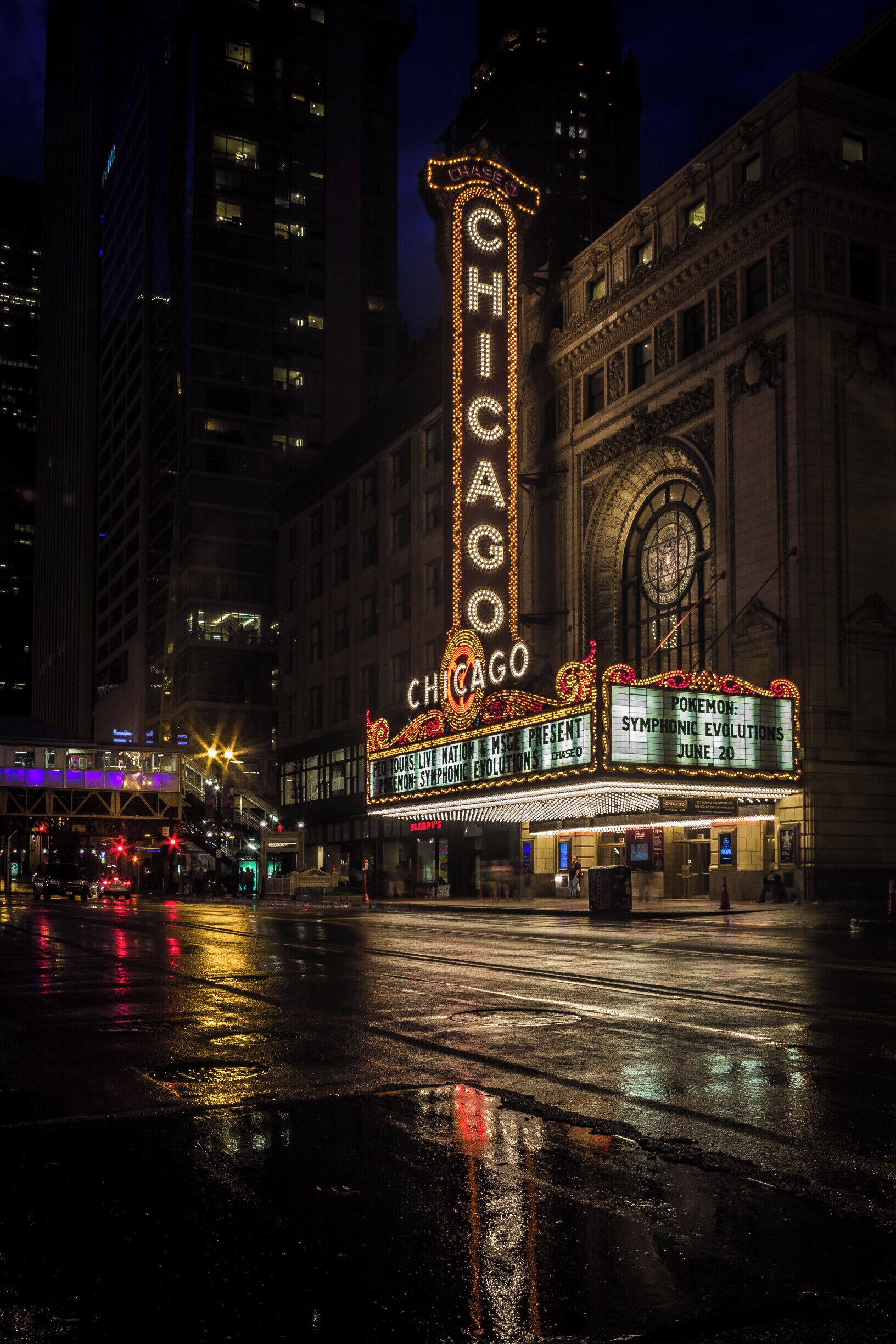 Iconic signage in Chicago. It's best to go when it's all lit up for the best shots. It was quite a rainy night in Chicago when I tried to take this shot.