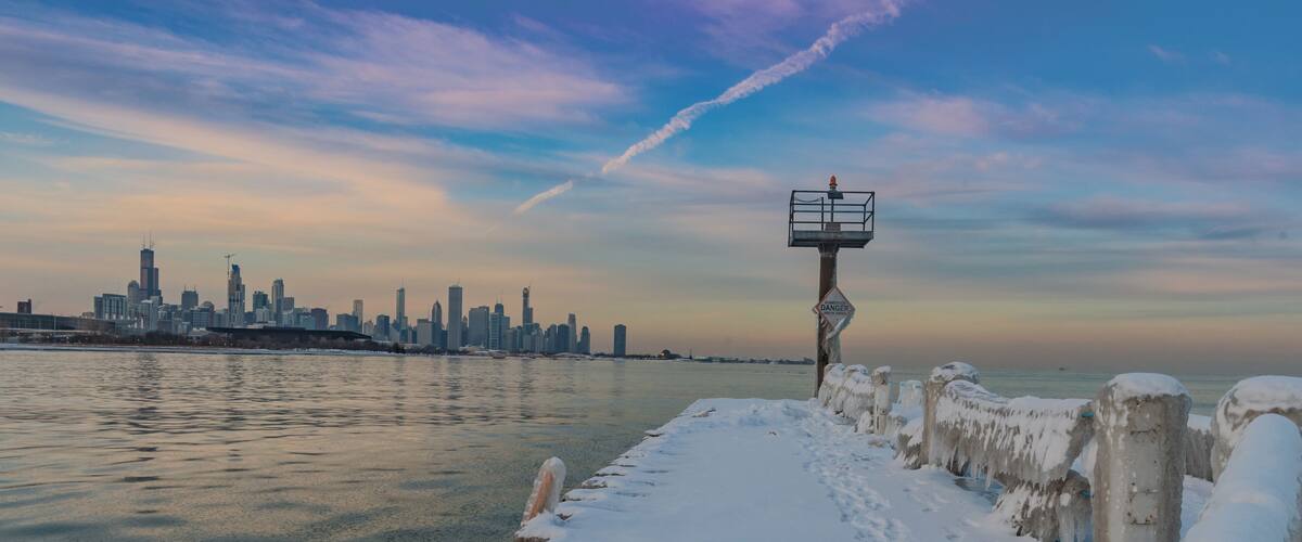 Sunset over Chicago skyline. View from 31st St Beach #lifeatexpedia #perspectives