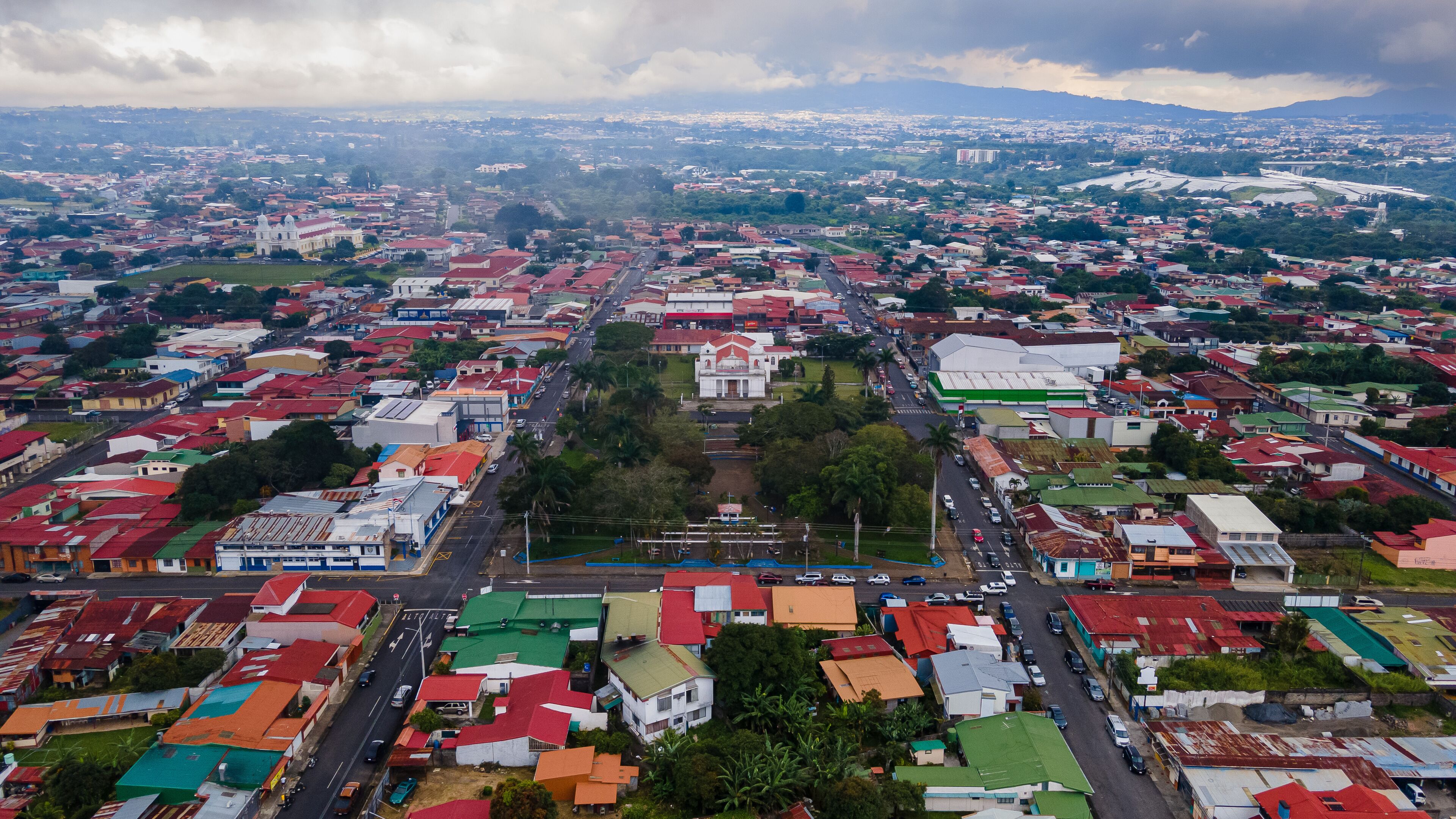 Beautiful aerial view of the Santo Domingo Church in Heredia Costa Rica