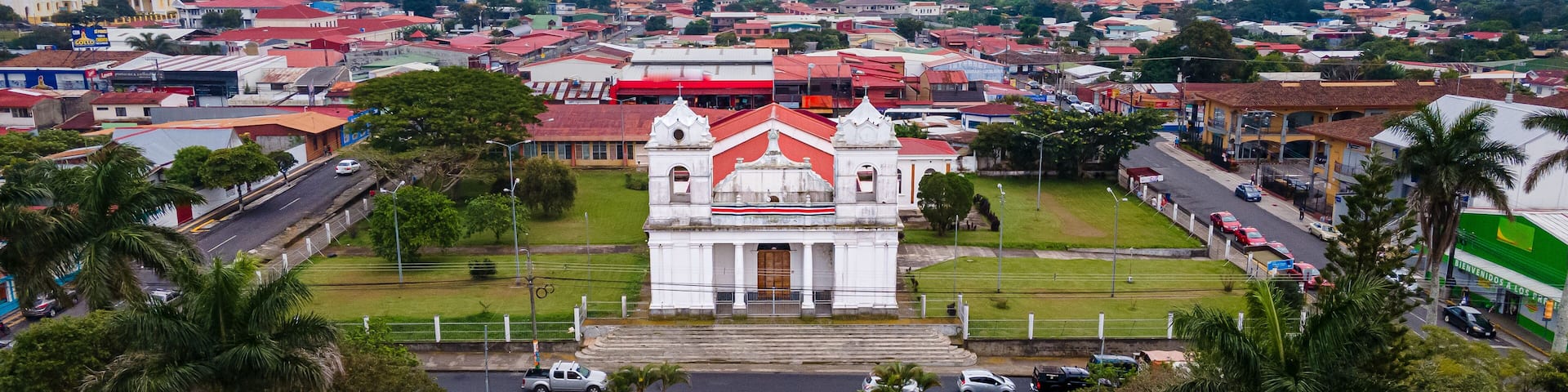 Beautiful aerial view of the Santo Domingo Church in Heredia Costa Rica
