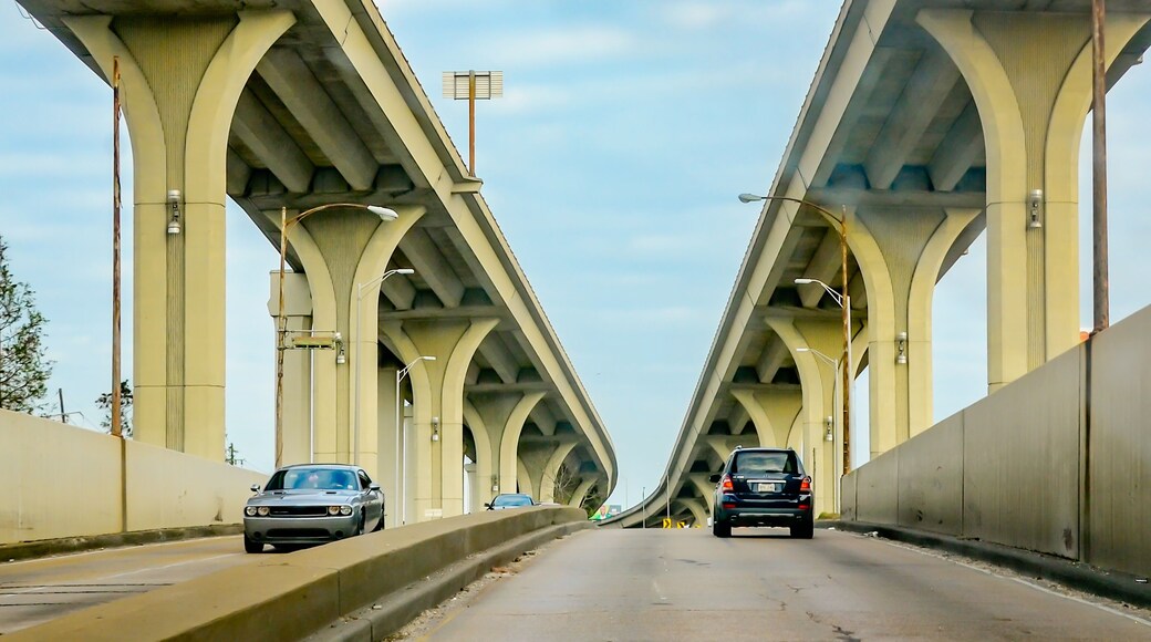 Westbank Expressway view from Harvey Tunnel exit in Harvey Louisiana.