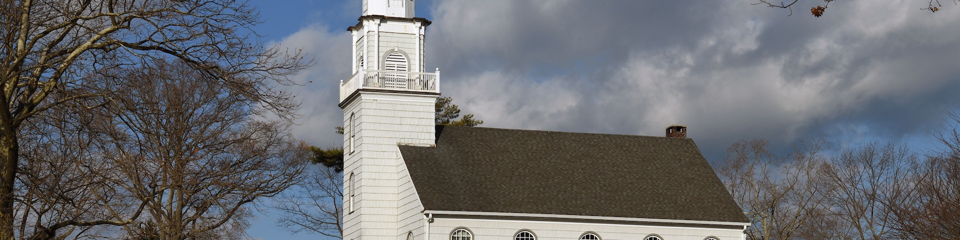 Setauket Presbyterian Church (1812), First Presbyterian Church of Brookhaven, and Burial Ground, historic church and cemetery. Setauket, Suffolk County, New York