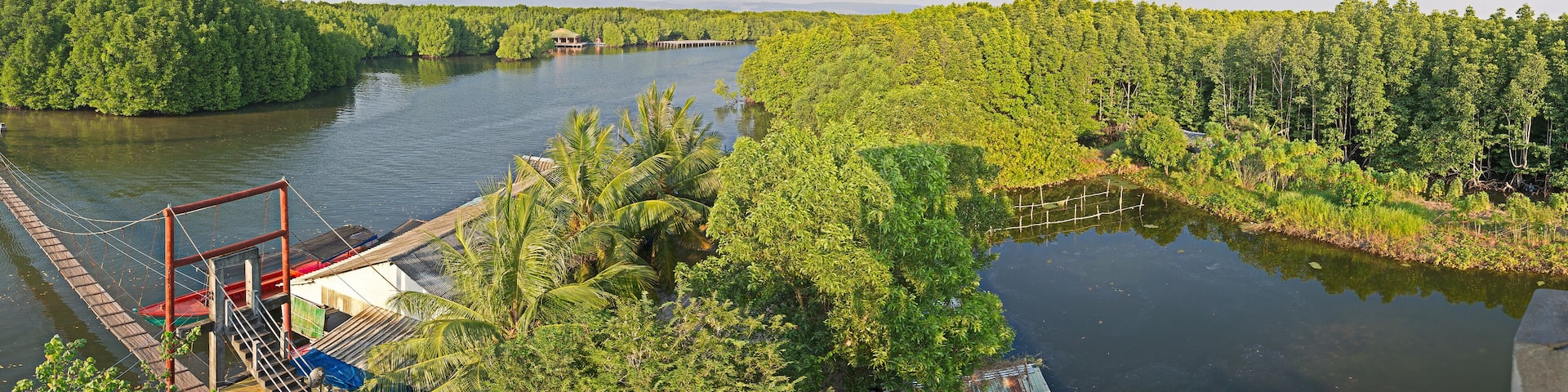 Panoramic view area of a mangrove forest in Krong Koh Kong, Cambodia
