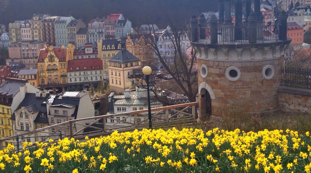 The most adorable spa town ever , make sure to take the steps up to this little church and park for a great view of the city ! #czechrepublic