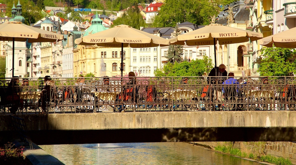 Karlovy Vary som viser by og elv eller bekk