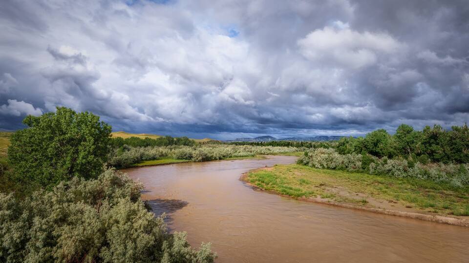 Clouds over the Powder River near Broadus, Montana