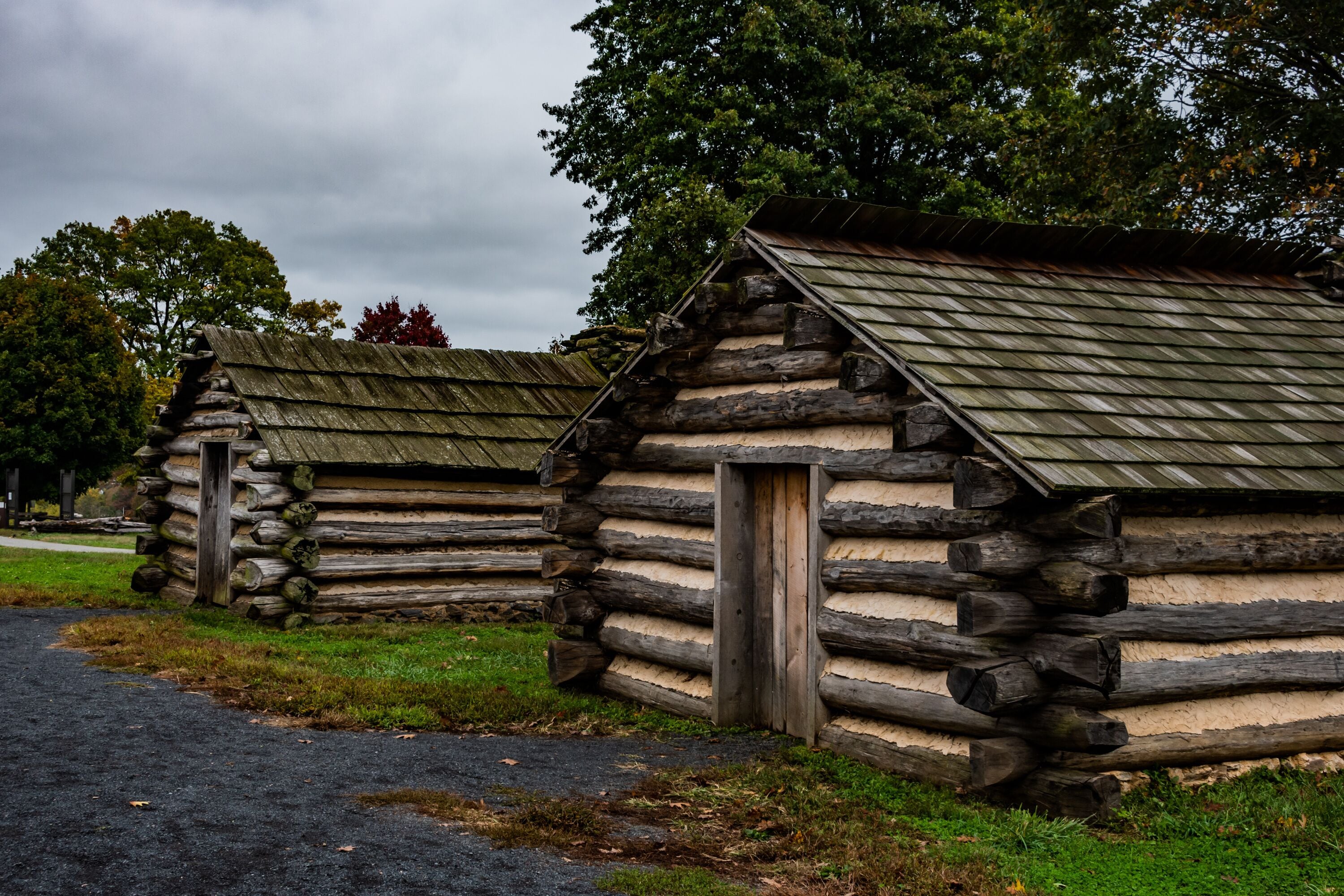 Valley Forge Huts on a Cloudy Autumn Day, Valley Forge National Historical Park, Pennsylvania, USA