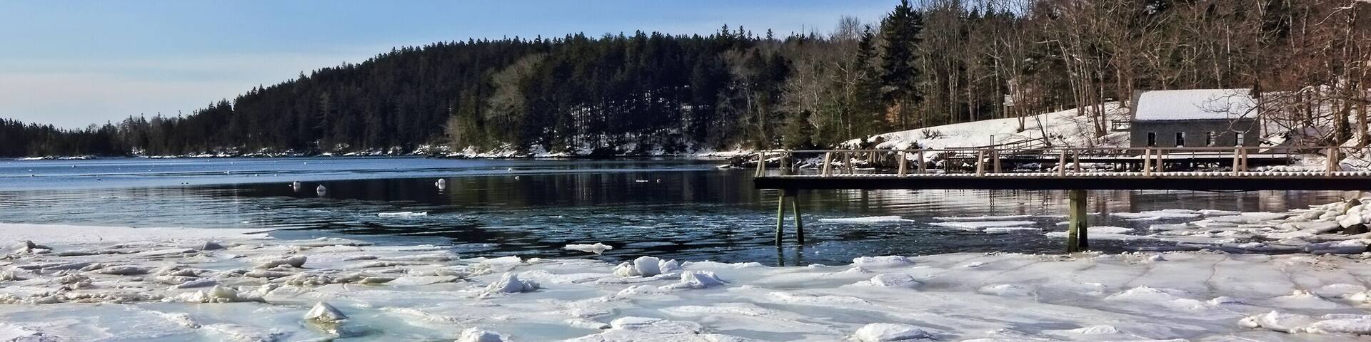 Winter scene of Brooksville, Maine