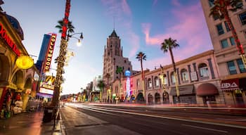 Hollywood featuring a sunset, a city and street scenes