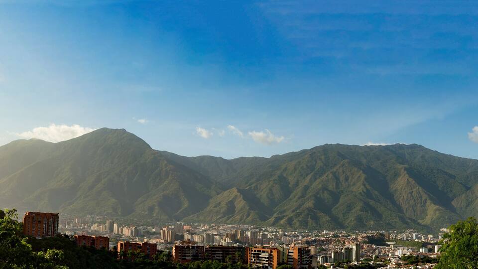 View of the city of Caracas and its iconic mountain el Avila or Waraira Repano.