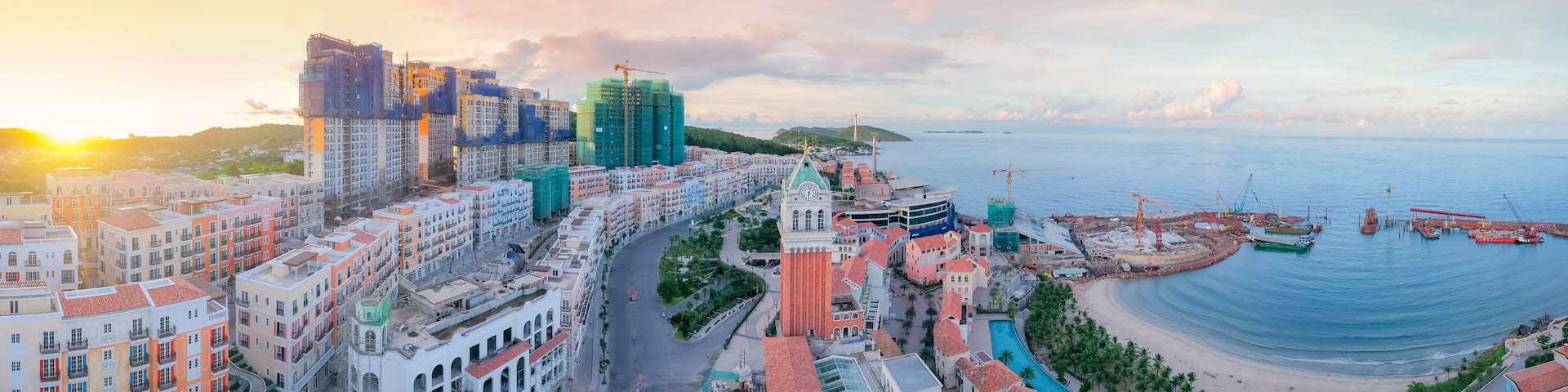 Colorful luxury apartment complexes are often likened to the mediterranean of Phu Quoc Island in Vietnam