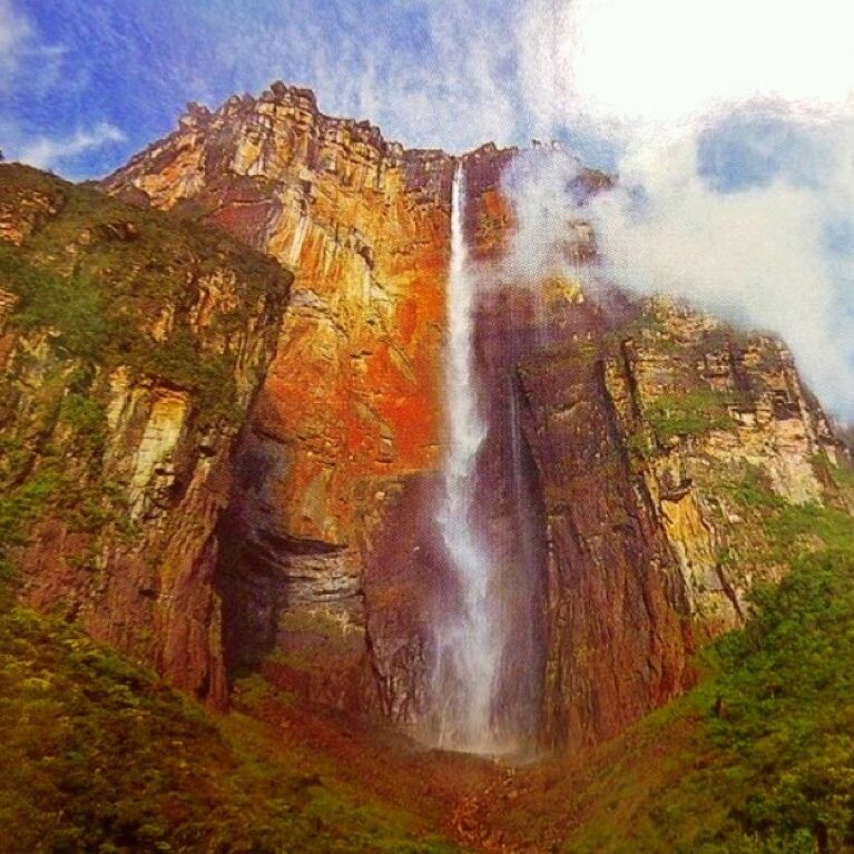 Angel Falls, Venezuela.  The tallest waterfall in the world. 3,212 feet high.  