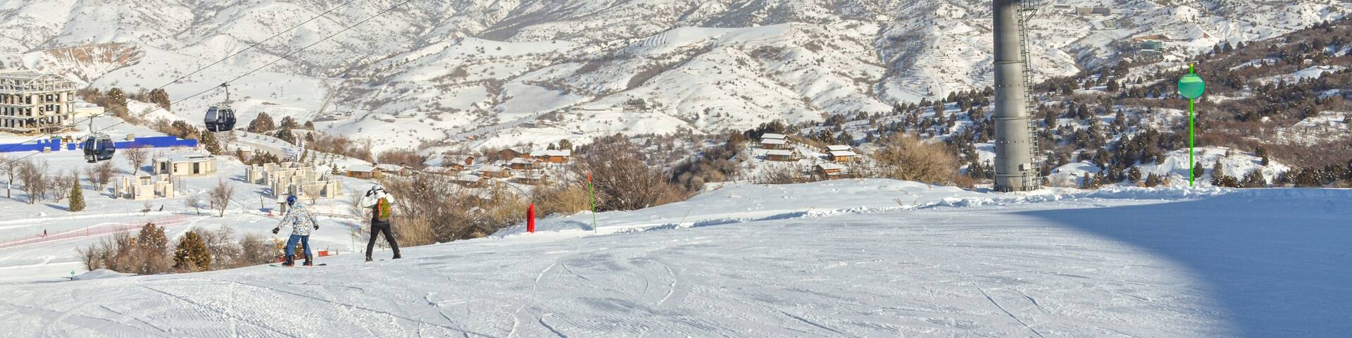 cable cars over Amirsoy mountain ski resort (Tashkent region, Uzbekistan)