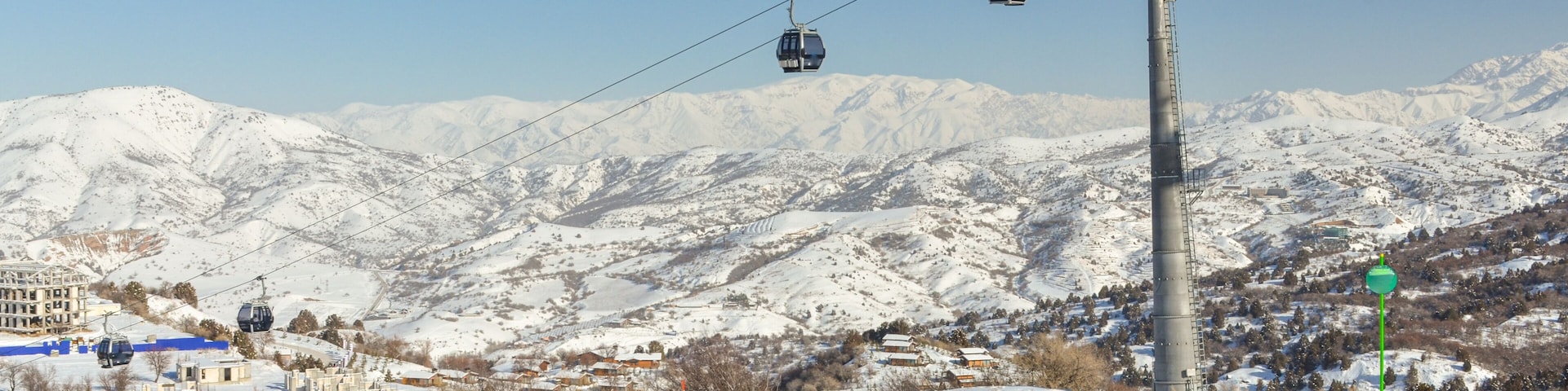 cable cars over Amirsoy mountain ski resort (Tashkent region, Uzbekistan)
