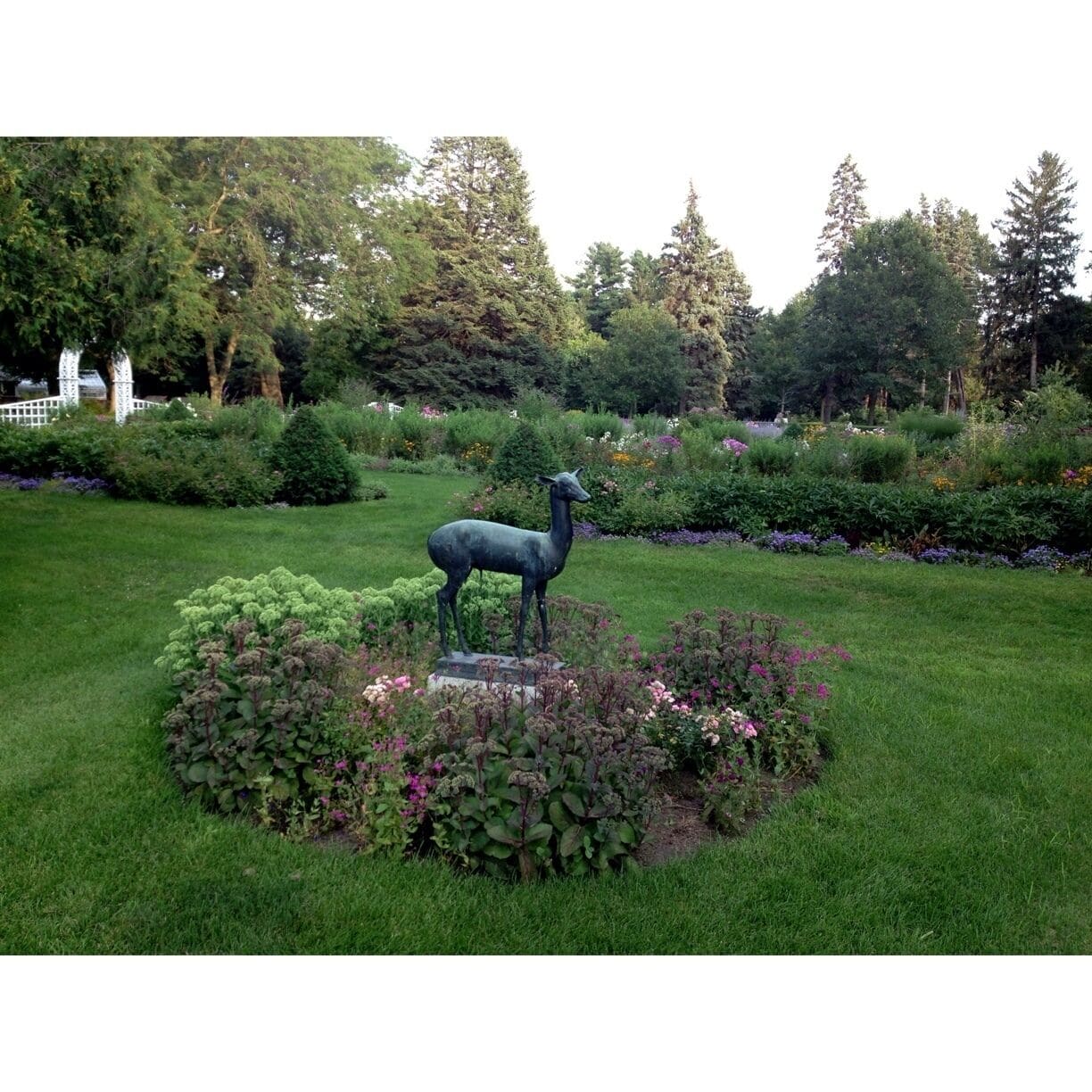 Beautiful gardens that include a pet Cemetary, a large pond, and numerous statues.