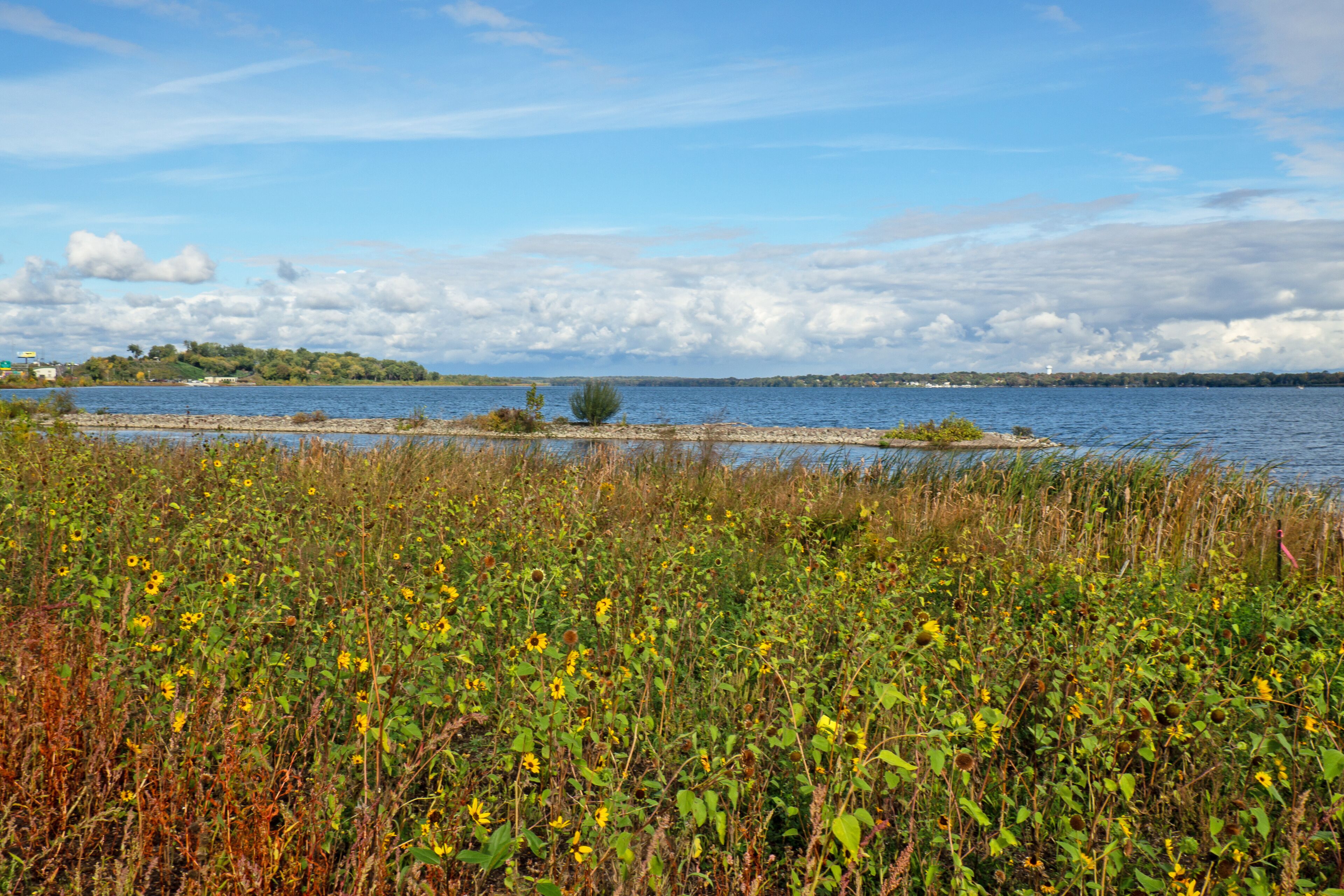 Onondaga Lake and breakwall