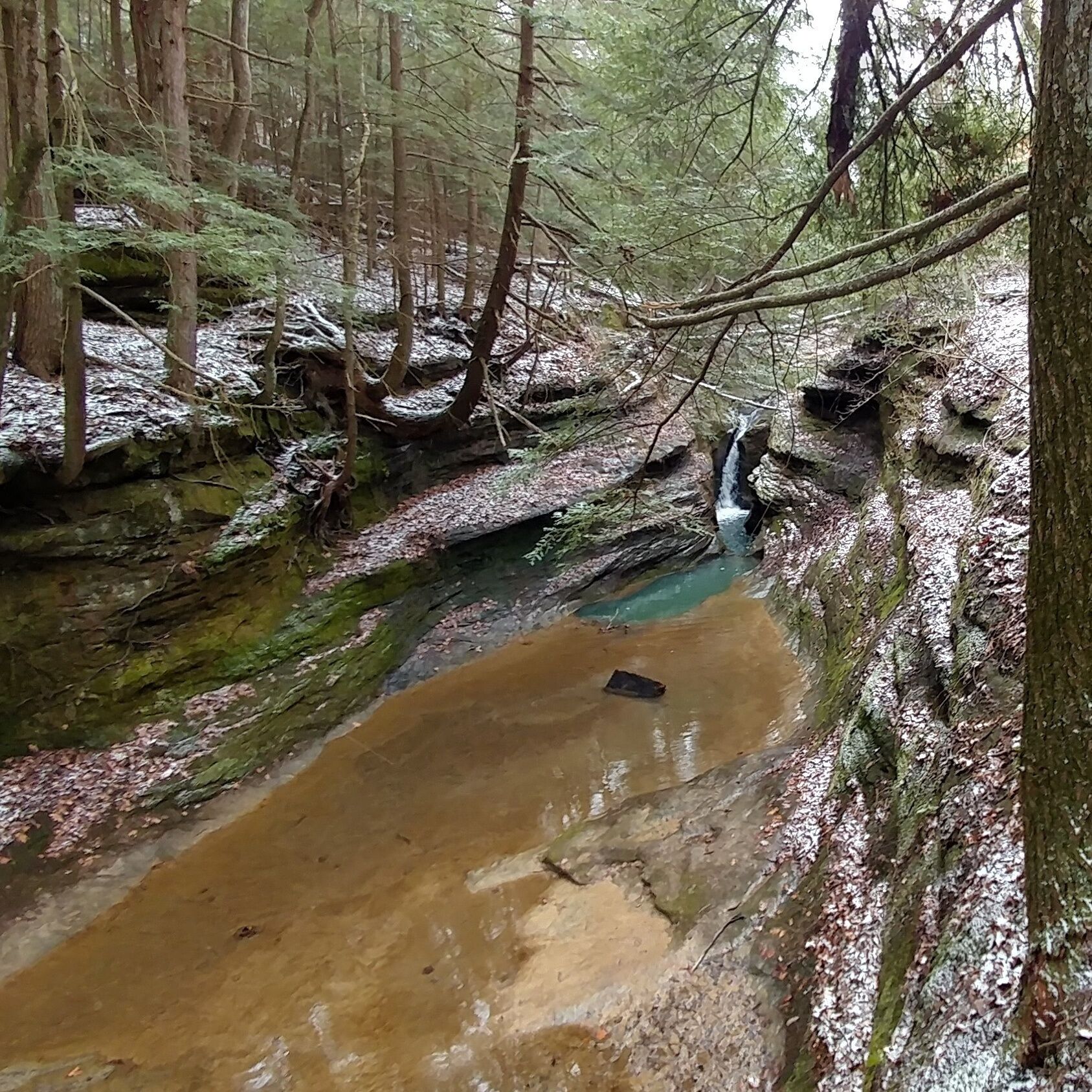 Robinson Falls (aka Corkscrew Falls) is a 10-12ft waterfall tucked away on a tiny permit only trail inside Boch Hollow State Nature Preserve.