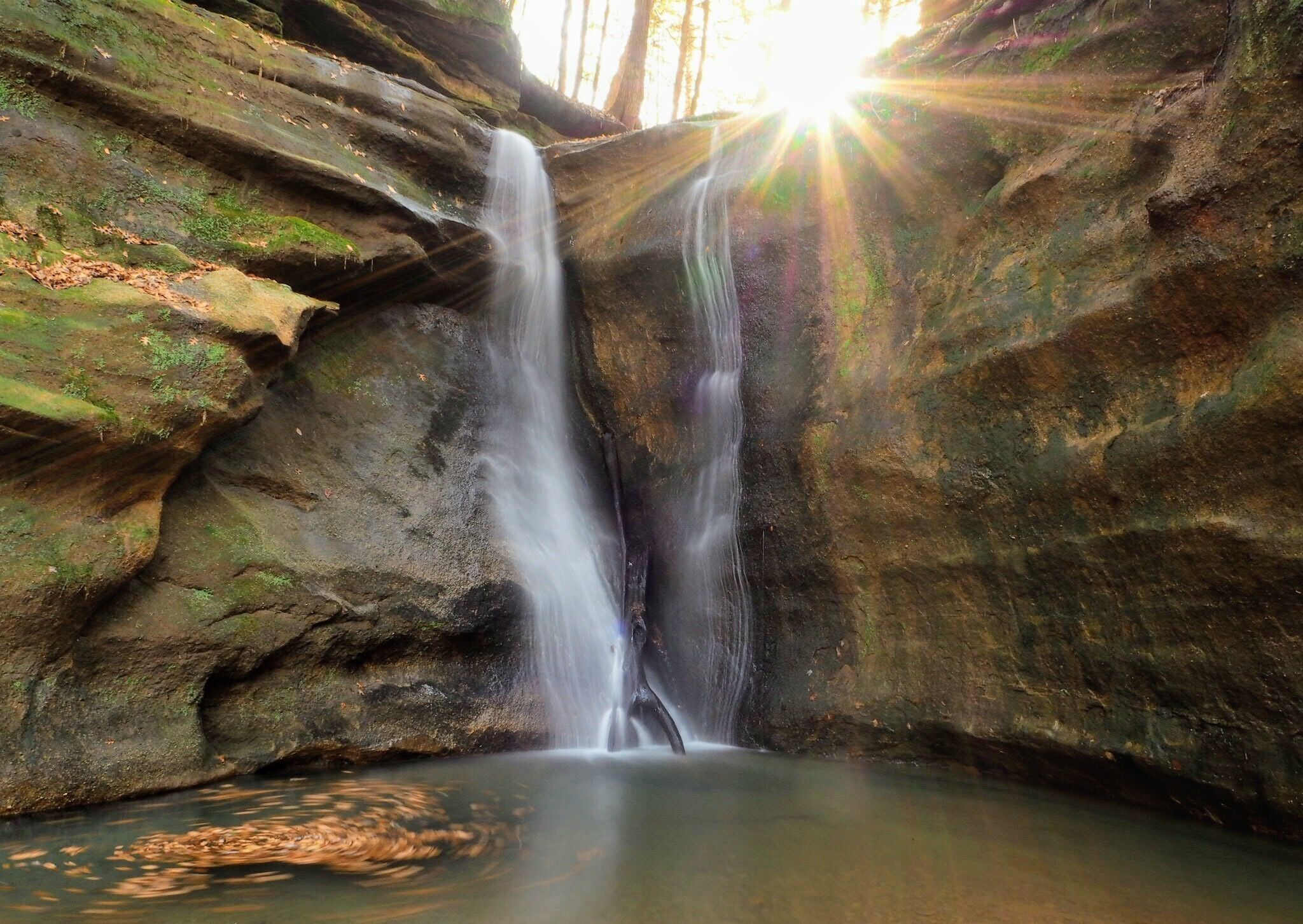 The double falls at the end of the box canyon.

Rockstull Nature Preserve is near enough to the other natural abstractions of Hocking Hills to include it in your plans, but far enough away to not have the crowds. 