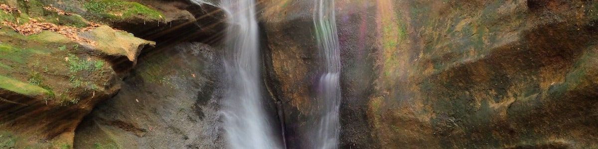 The double falls at the end of the box canyon.
Rockstull Nature Preserve is near enough to the other natural abstractions of Hocking Hills to include it in your plans, but far enough away to not have the crowds.
