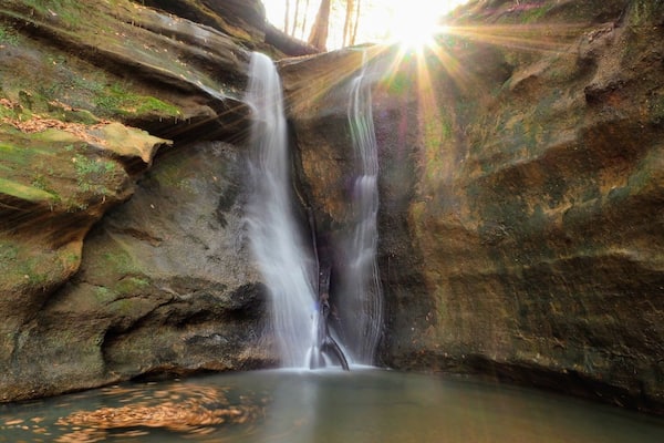 The double falls at the end of the box canyon.
Rockstull Nature Preserve is near enough to the other natural abstractions of Hocking Hills to include it in your plans, but far enough away to not have the crowds.