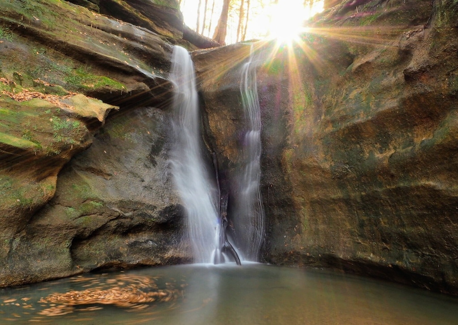 The double falls at the end of the box canyon.
Rockstull Nature Preserve is near enough to the other natural abstractions of Hocking Hills to include it in your plans, but far enough away to not have the crowds.