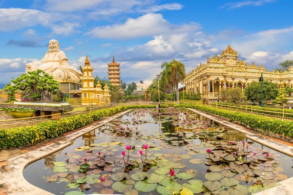 Landscape with Vinh Tranh Pagoda in My Tho, the Mekong Delta, Vietnam