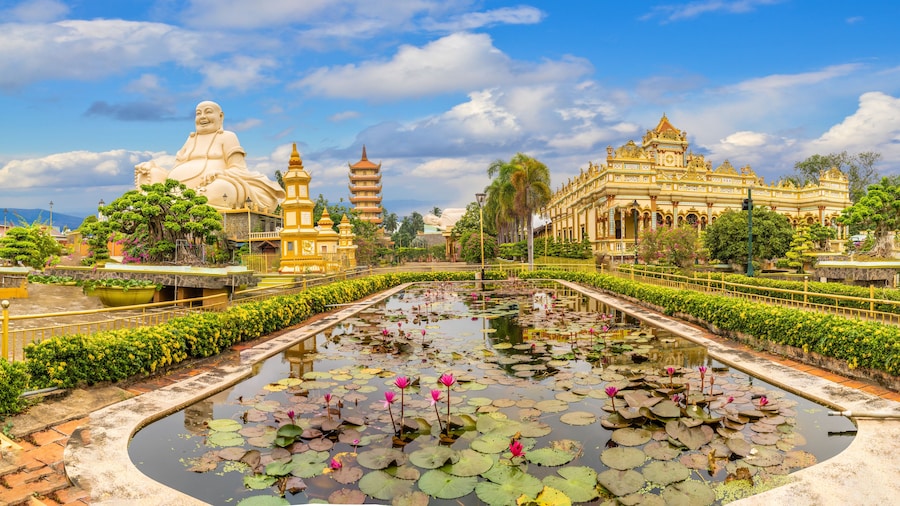 Landscape with Vinh Tranh Pagoda in My Tho, the Mekong Delta, Vietnam