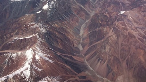 An aerial view of the Andes between Argentina and Chile.
