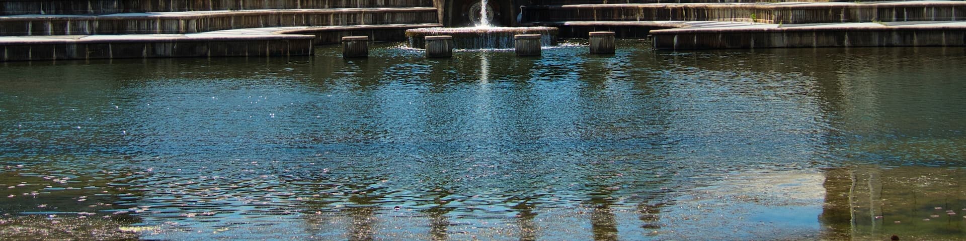 Beautiful view of the Black Hoof Park on Lake Lenexa Dam in Lenexa, Kansas