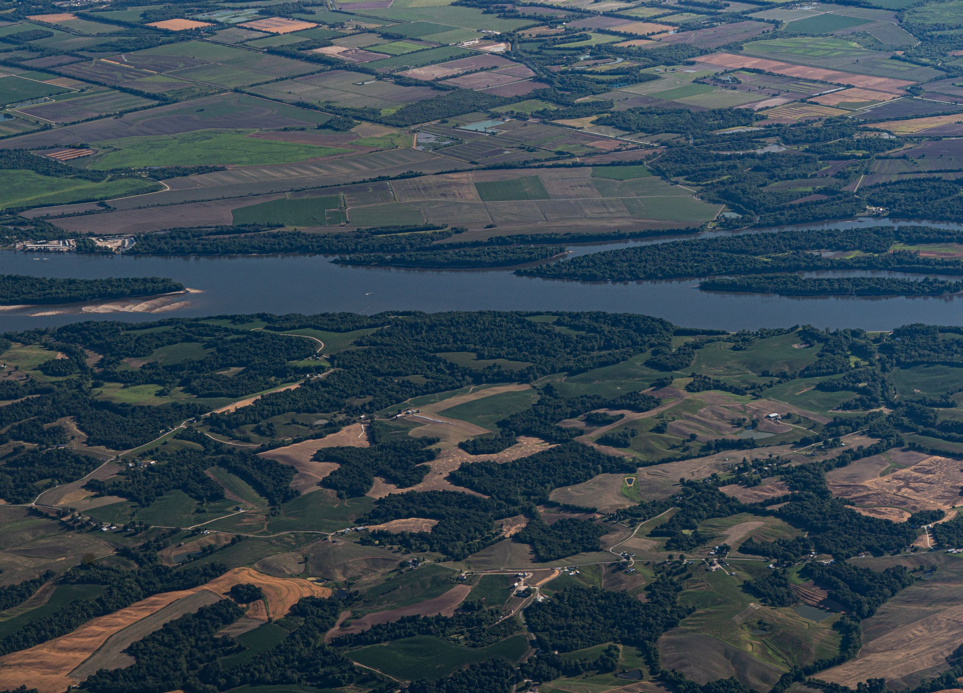 Aerial view of Kansas River  in Kansas