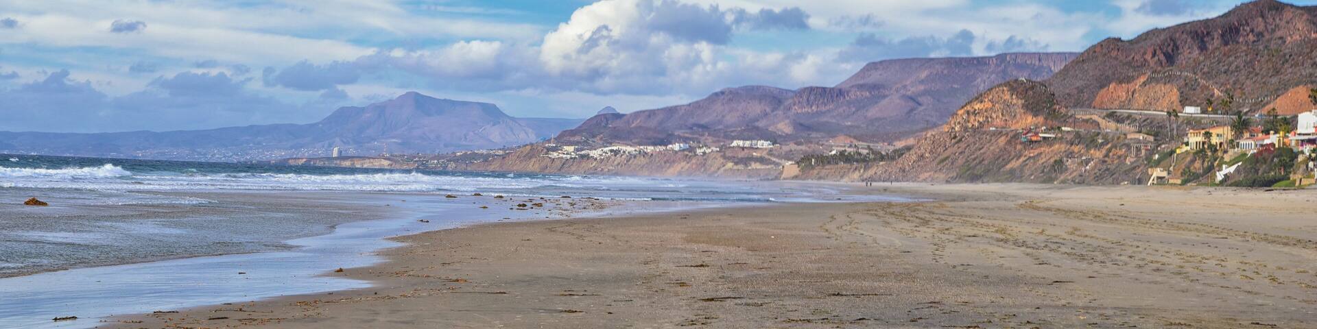 La Mision Valley landscapes and Beach in Mexico on the West Coast a small canyon near the Pacific Ocean that houses the Door of Faith and Buena Vida Orphanage, South of Tijuana, Mexico.