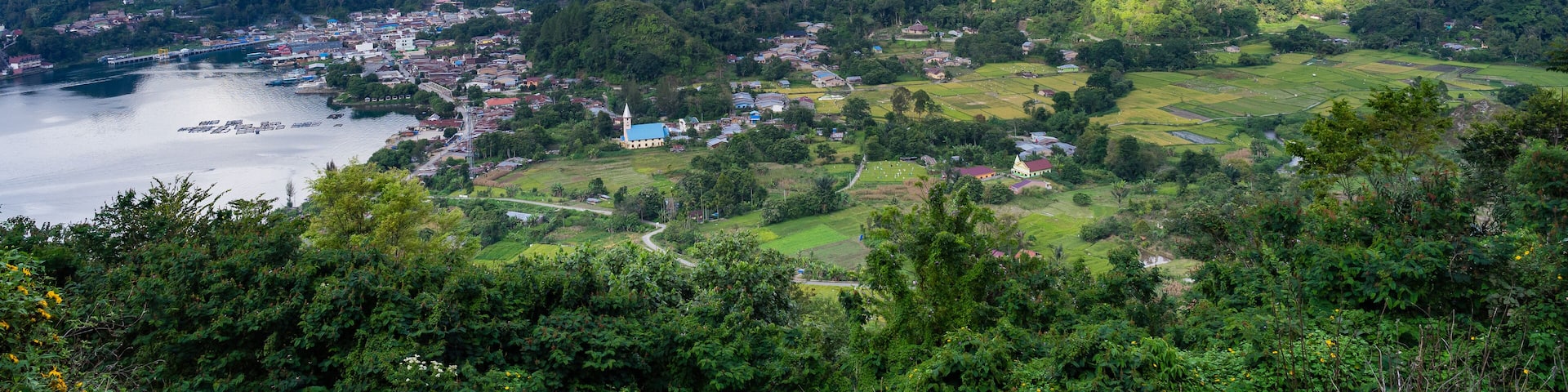 View of Ajibata town - Parapat from Motung hill highway