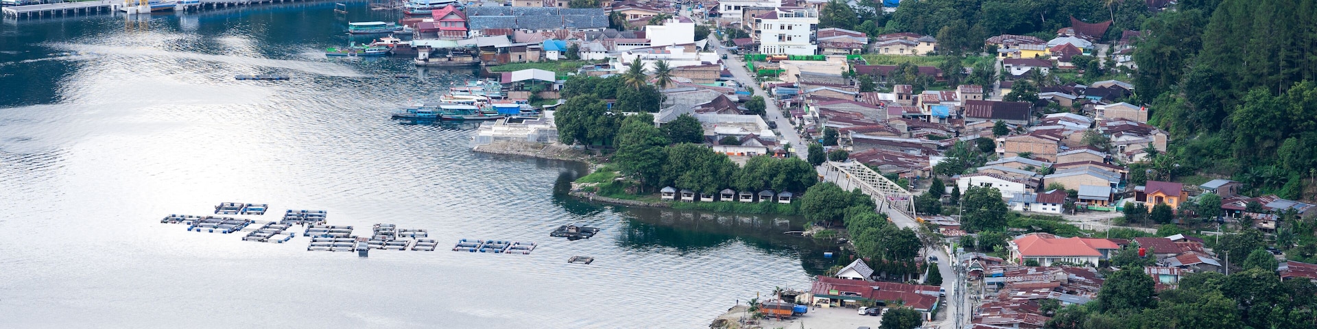 View of Ajibata town - Parapat from Motung hill highway