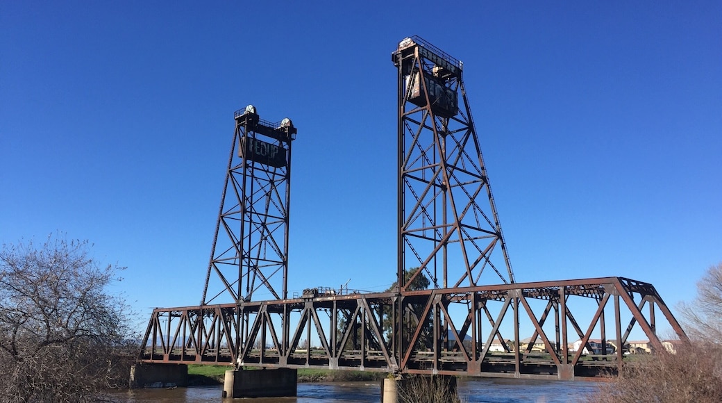 History all around us! This bridge may not look like much, but it has quite the history. Completed in September of 1869 it spanned the San Joaquin river and officially connected Oakland, CA to Sacramento, CA completing a critical section of the Transcontinental Railroad, four months after the historic meeting at Promontory Point in Utah. It wasn't until a bridge was completed in 1873 across the Missouri River connecting Council Bluffs and Omaha that the country would be truly linked by Railroad!