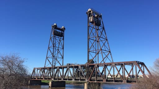 History all around us! This bridge may not look like much, but it has quite the history. Completed in September of 1869 it spanned the San Joaquin river and officially connected Oakland, CA to Sacramento, CA completing a critical section of the Transcontinental Railroad, four months after the historic meeting at Promontory Point in Utah. It wasn't until a bridge was completed in 1873 across the Missouri River connecting Council Bluffs and Omaha that the country would be truly linked by Railroad!