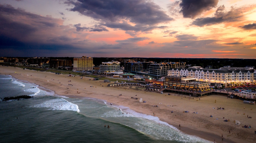 Aerial sunset pier village long branch new jersey