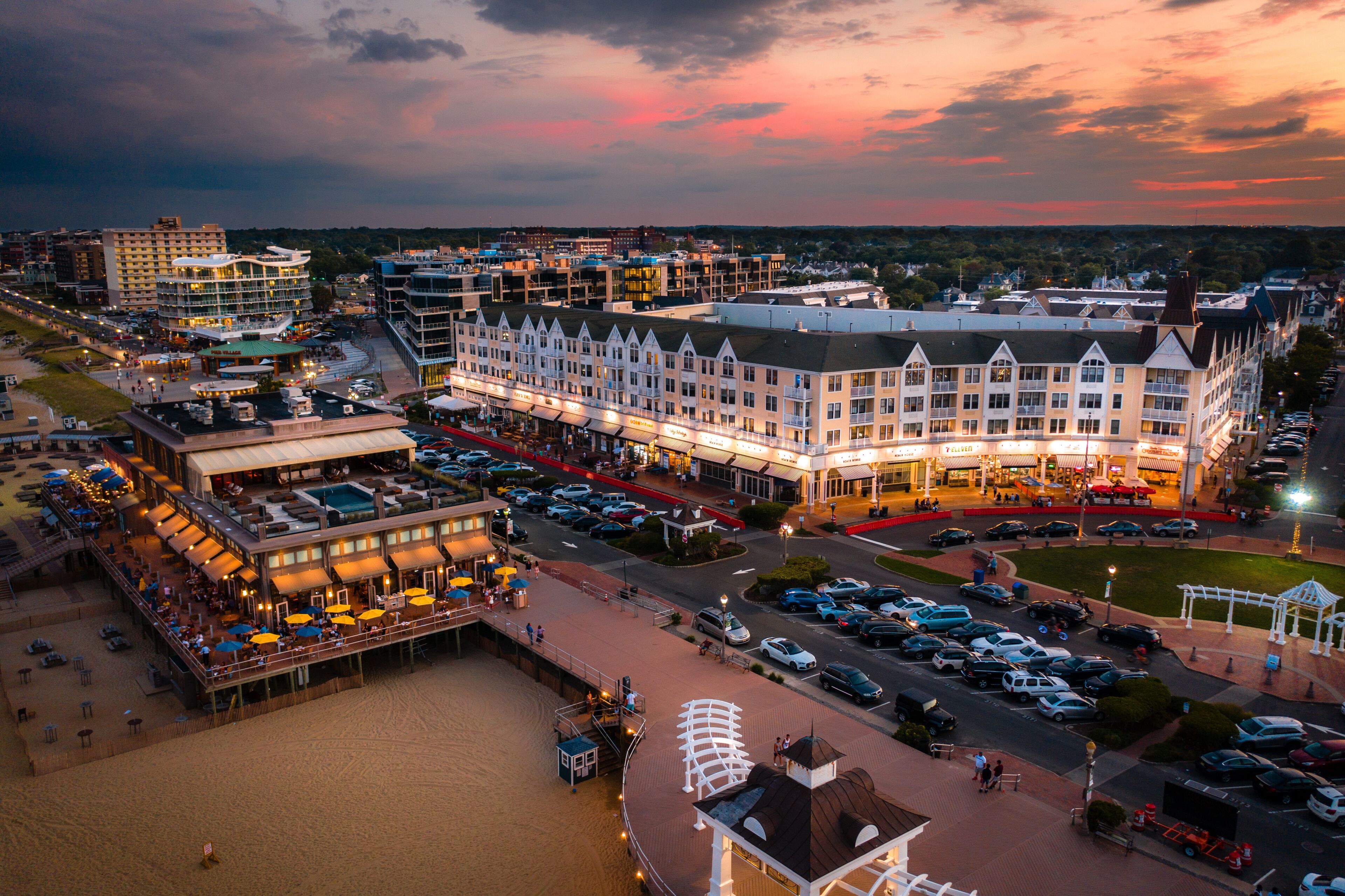 Aerial Sunset in Pier Village Long Branch New Jersey